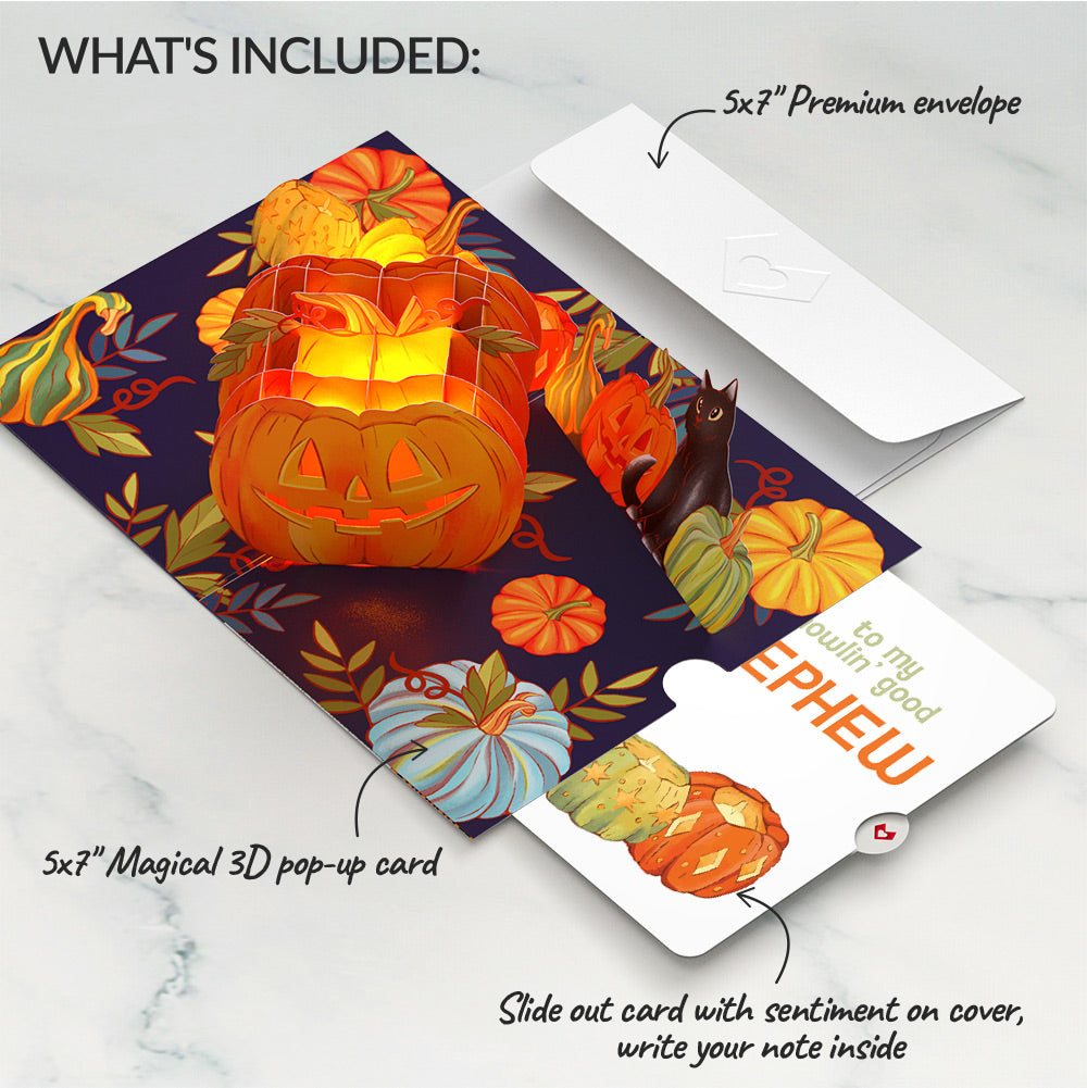 Happy Halloween Pumpkin Light-Up Pop-Up Card and Sentiment Set for Nephew