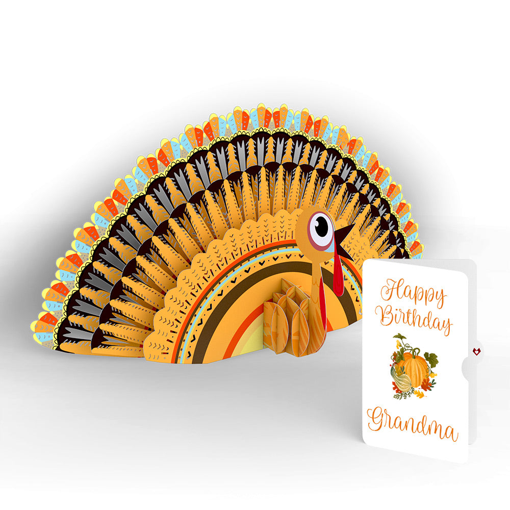 Gobbling Turkey Birthday Giant Pop-Up Gift and Sentiment Set for Grandma