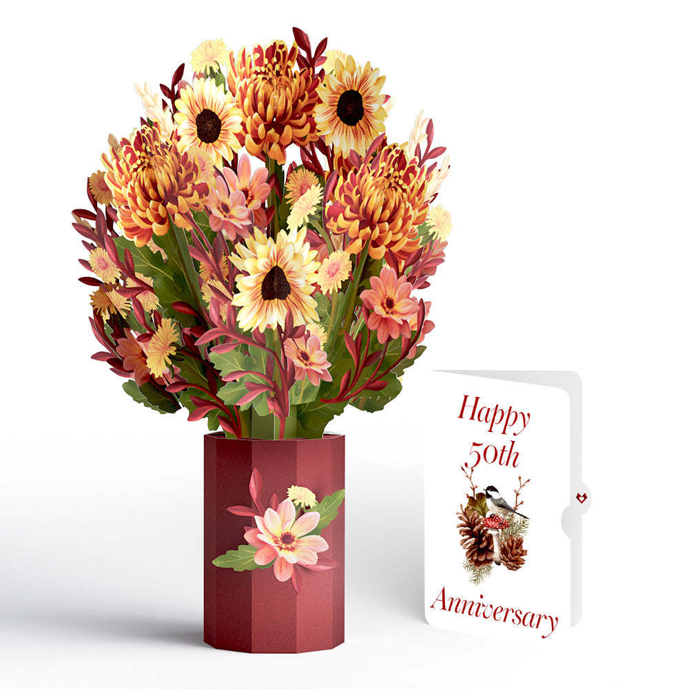 Fall Sunshine 50th Anniversary Bouquet and Sentiment Set