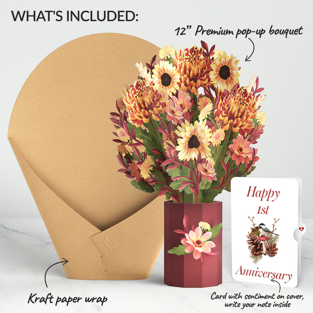Fall Sunshine 1st Anniversary Bouquet and Sentiment Set