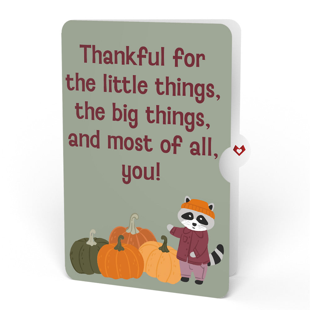 Woodland Animals Thanksgiving Day Parade Appreciation Pop-Up Card and Thankful Raccoon Sentiment Set