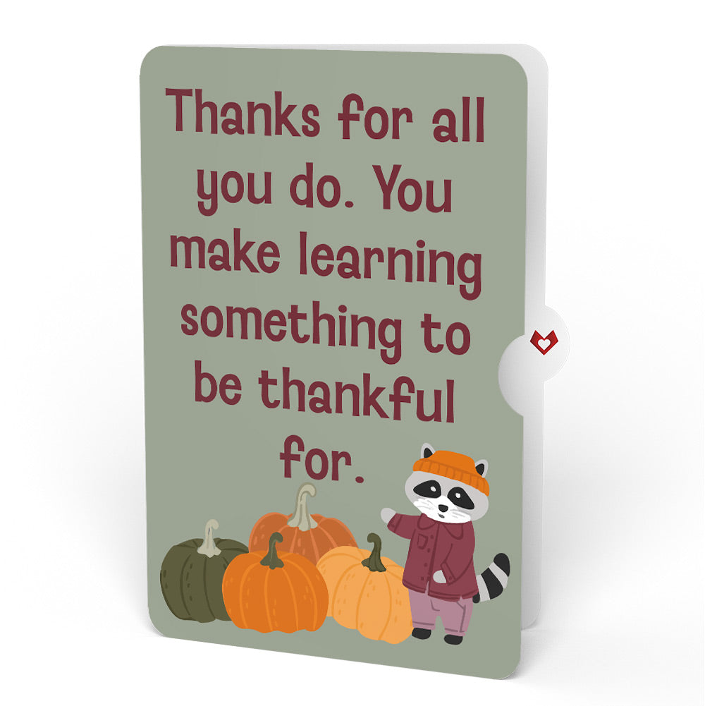Woodland Animals Thanksgiving Day Parade Appreciation Pop-Up Card and Sentiment Set for Teacher