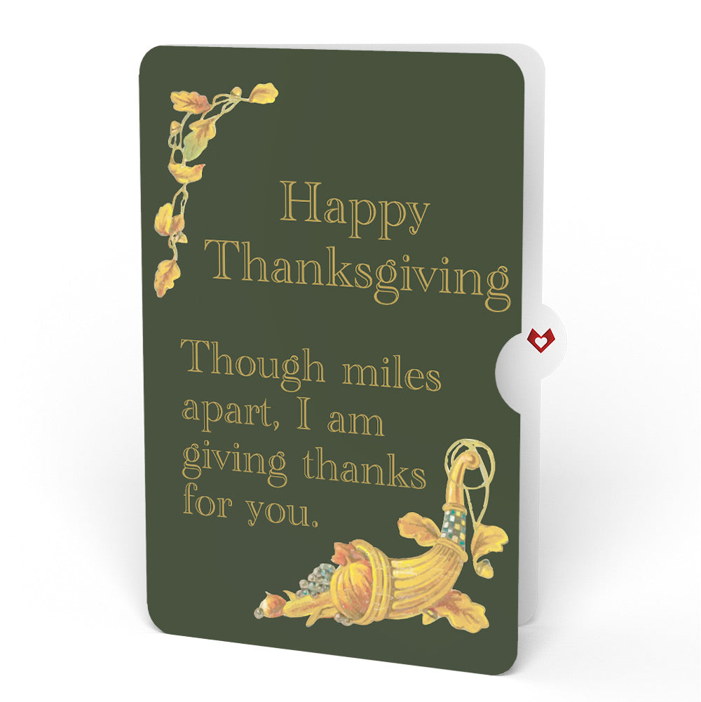 Thanksgiving Greetings Vintage Turkey Pop-Up Card and Though Miles Apart Sentiment Set