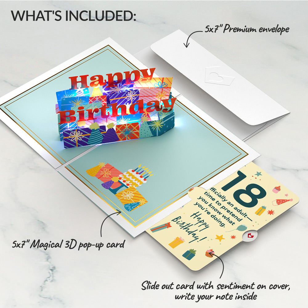 Wishing You a Happy 18th Birthday Music and Lights Pop-Up Card and Sentiment Set