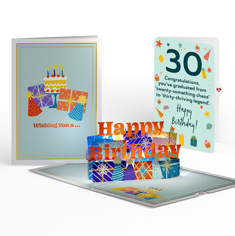 Wishing You a Happy 30th Birthday Music and Lights Pop-Up Card and Sentiment Set