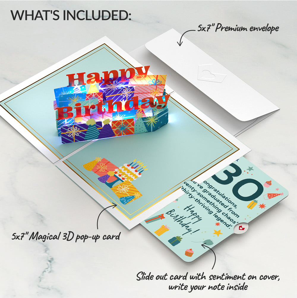 Wishing You a Happy 30th Birthday Music and Lights Pop-Up Card and Sentiment Set