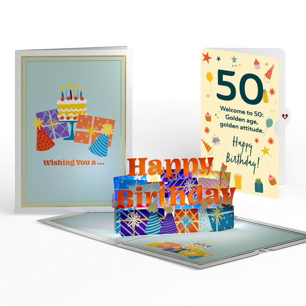 Wishing You a Happy 50th Birthday Music and Lights Pop-Up Card and Sentiment Set