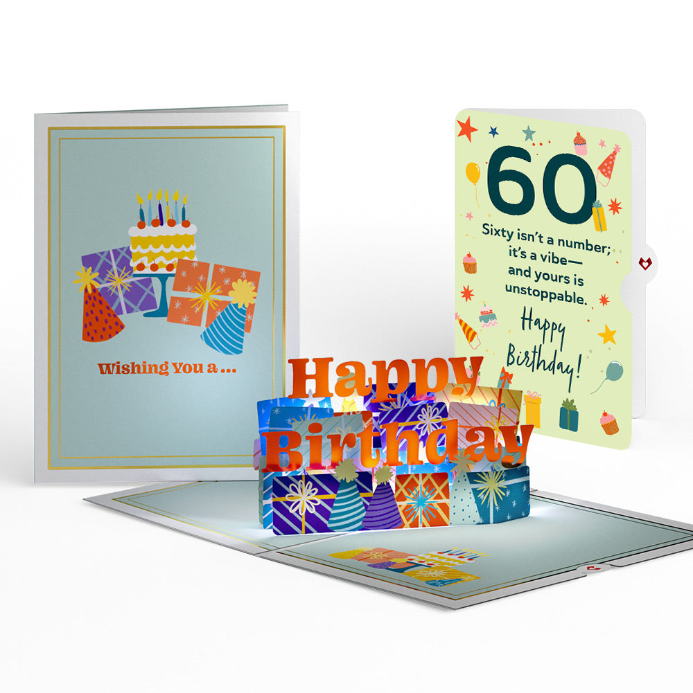 Wishing You a Happy 60th Birthday Music and Lights Pop-Up Card and Sentiment Set