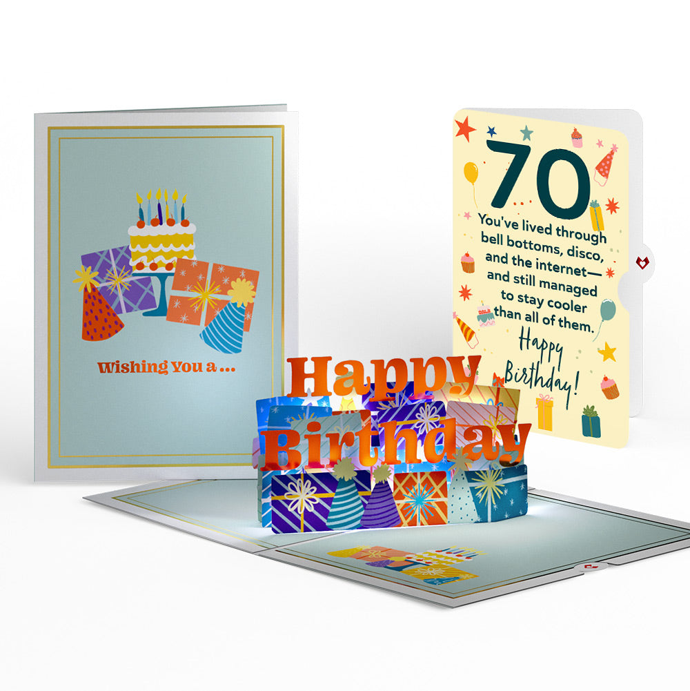 Wishing You a Happy 70th Birthday Music and Lights Pop-Up Card and Sentiment Set