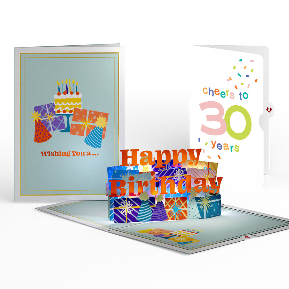Wishing You a Happy 30th Birthday Music and Lights Pop-Up Card and Confetti Cake Sentiment Set
