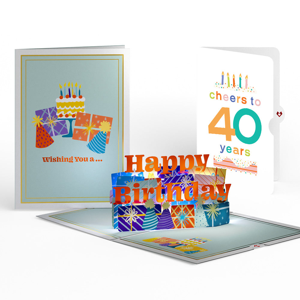 Wishing You a Happy 40th Birthday Music and Lights Pop-Up Card and Confetti Cake Sentiment Set