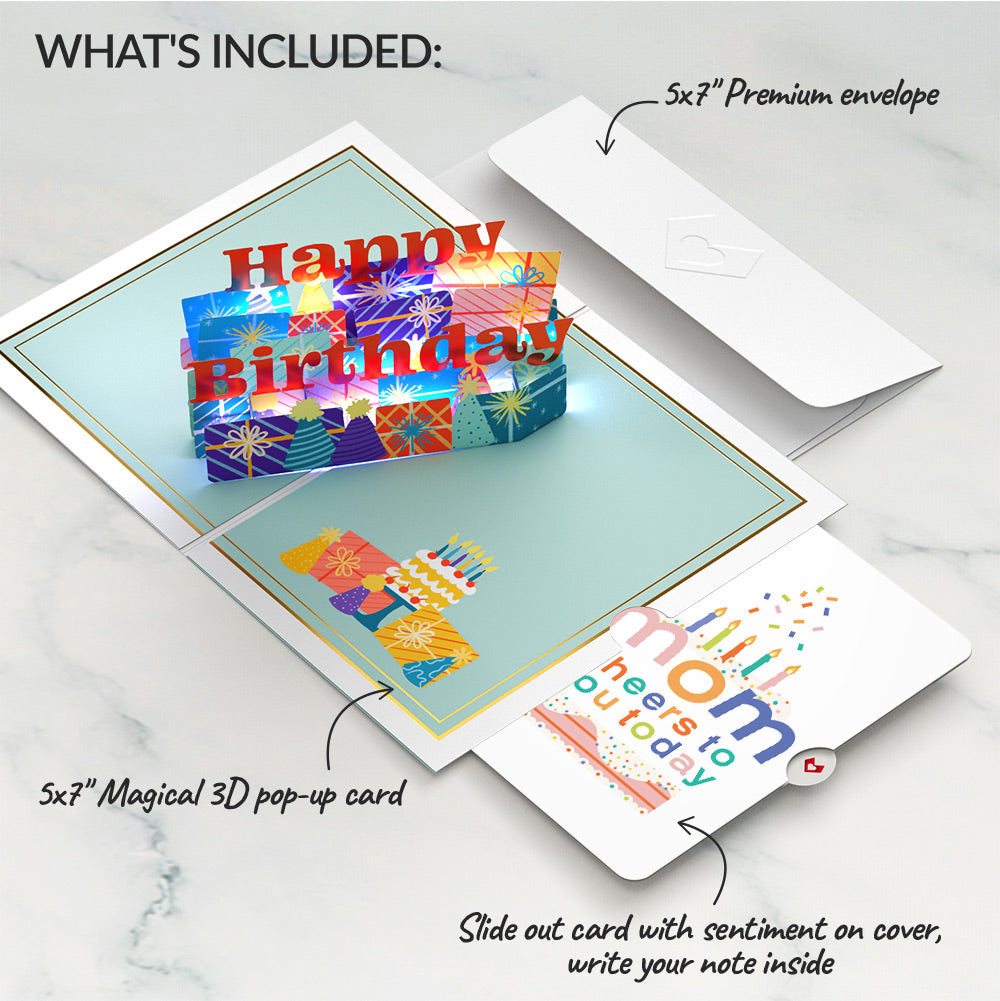 Wishing You a Happy Birthday Music and Lights Pop-Up Card and Sentiment Set for Mom