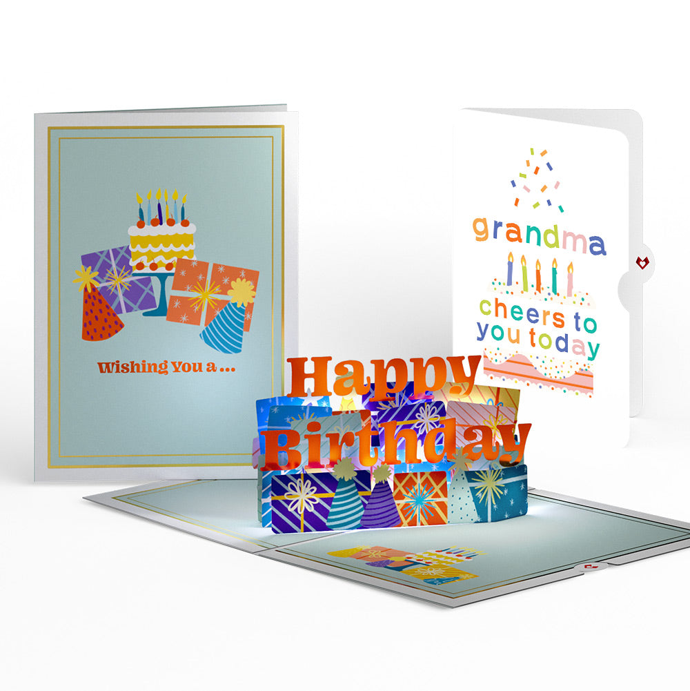 Wishing You a Happy Birthday Music and Lights Pop-Up Card and Sentiment Set for Grandma