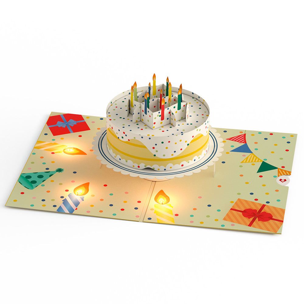 Happy Birthday Confetti Cake Music and Lights Pop-Up Card and Sentiment Set for Grandma
