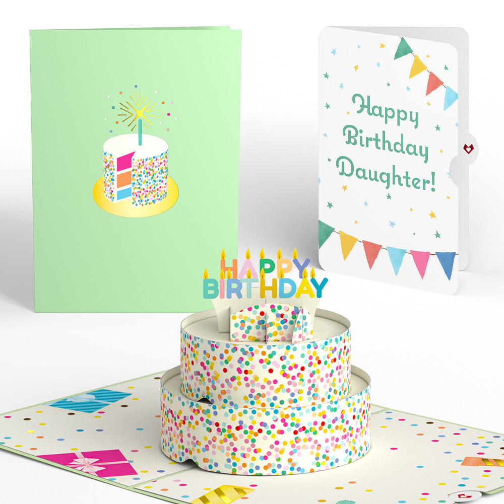 Sprinkles Birthday Cake Pop-Up Card and Starry Pennant Sentiment Set f ...
