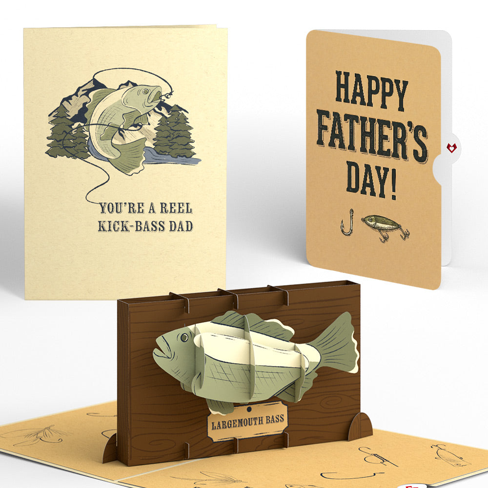 father's day fishing lures Reel Kick-Bass Dad Pop-Up Card and Lure Sentiment Set Rod Tip Holder Color:Black Review Shimano Bantam 200 CJ's Gold and silver tones