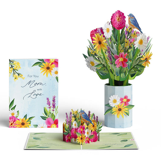 For Mom with Love Pop-Up Card & Bouquet Bundle