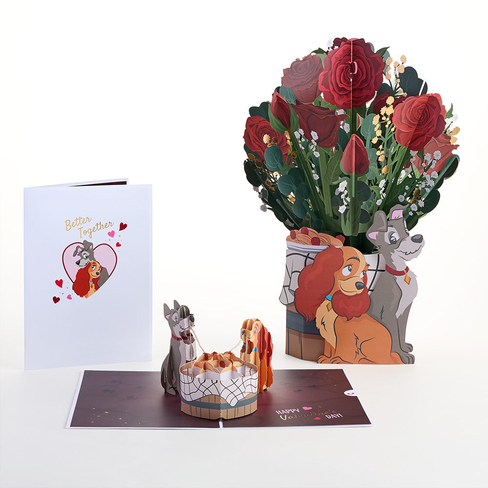 Disney’s Lady & The Tramp Pop-Up Card & Flower Buds Bouquet Bundle