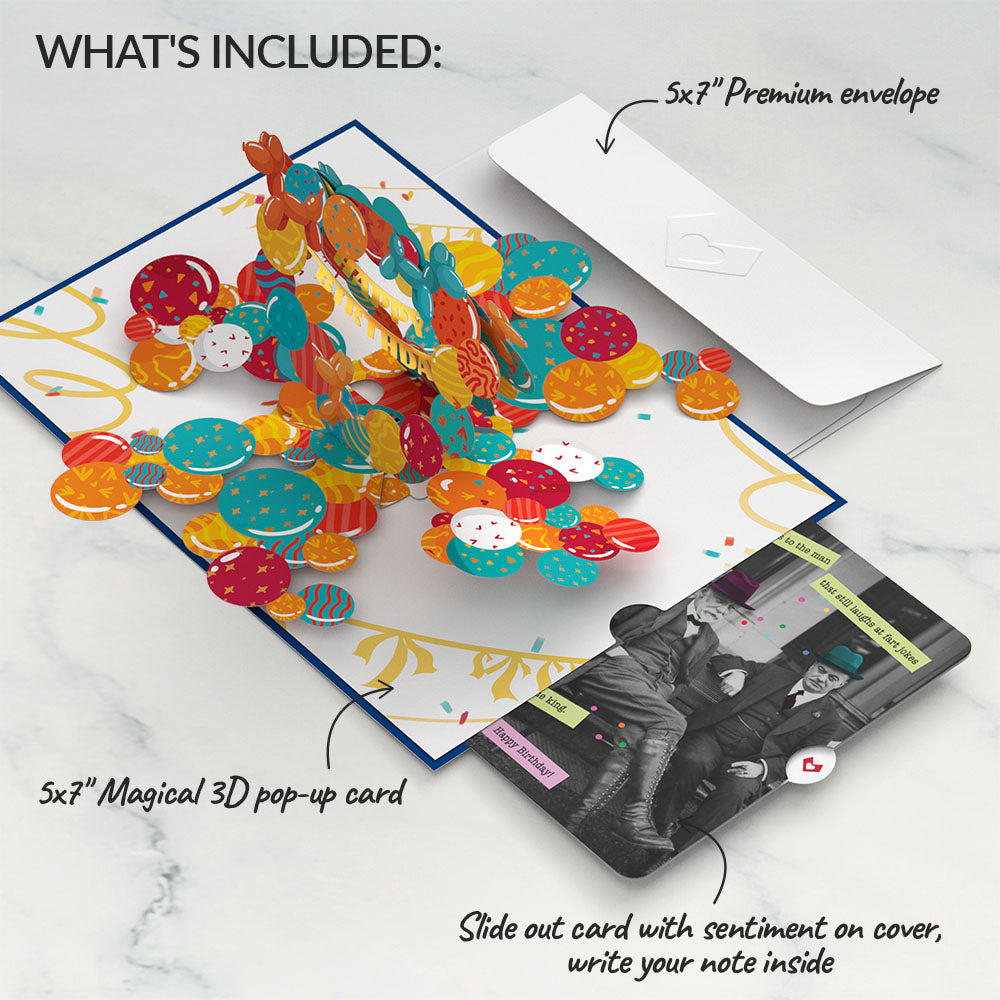 Happy Birthday Banner and Balloons Pop-Up Card and Sentiment Set for Any Man