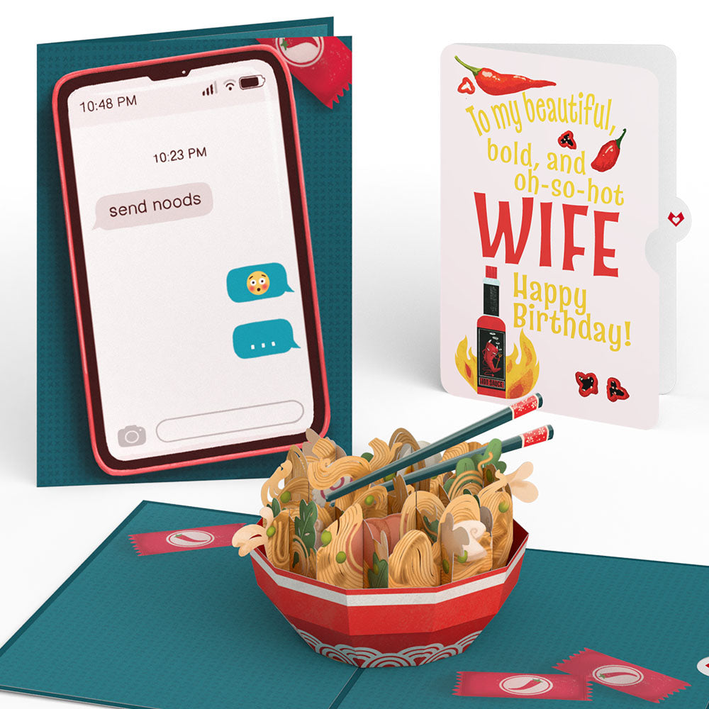 Send Noods Spicy Birthday Pop-Up Card and Sentiment Set for Wife
