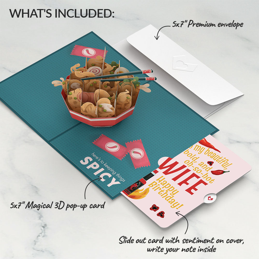 Send Noods Spicy Birthday Pop-Up Card and Sentiment Set for Wife
