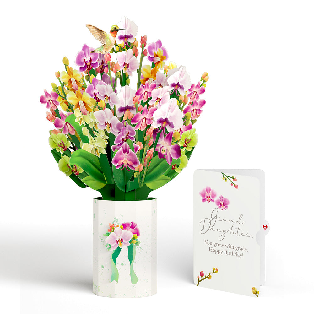 Orchid Birthday Bouquet and Sentiment Set for Granddaughter