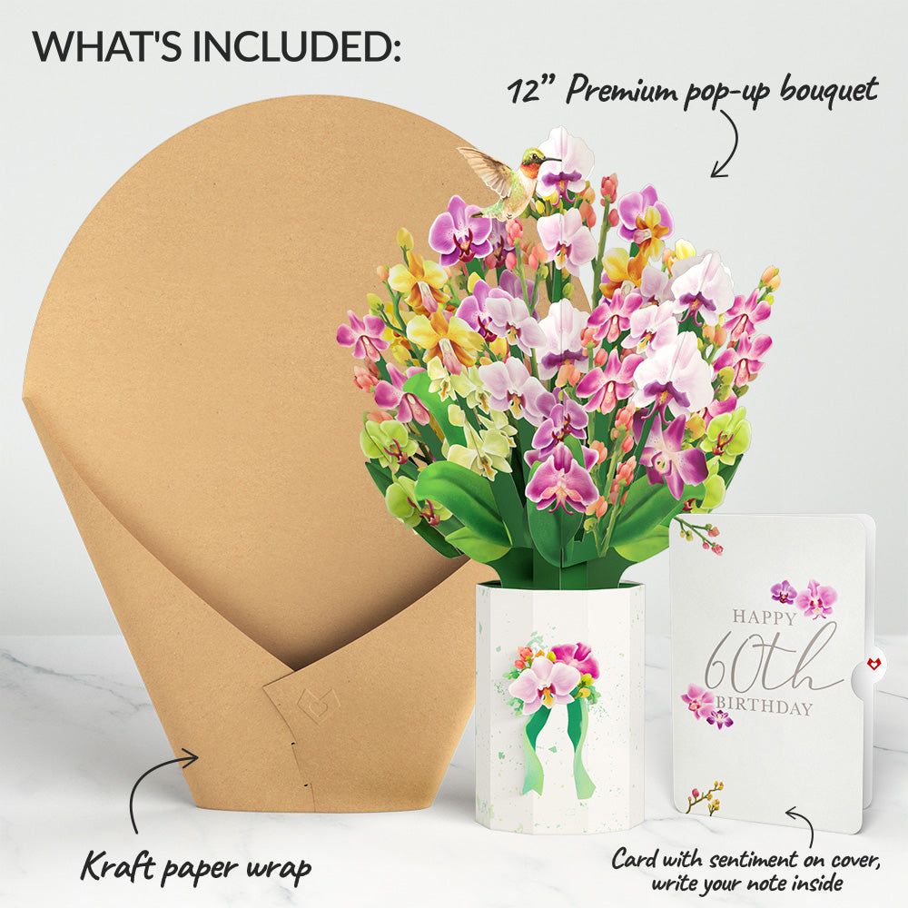 Orchid 60th Birthday Bouquet and Sentiment Set