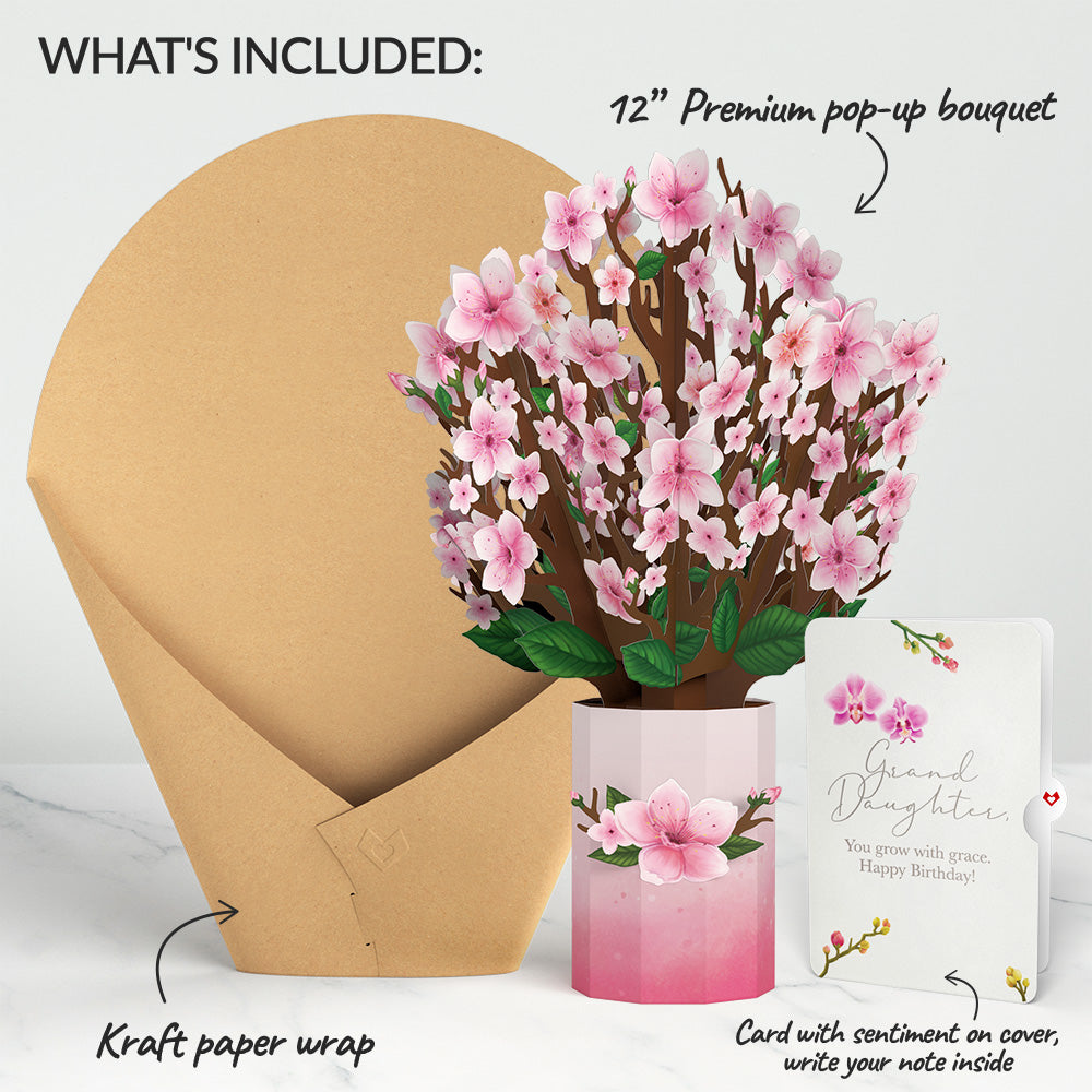 Cherry Blossom Birthday Bouquet and Sentiment Set for Granddaughter
