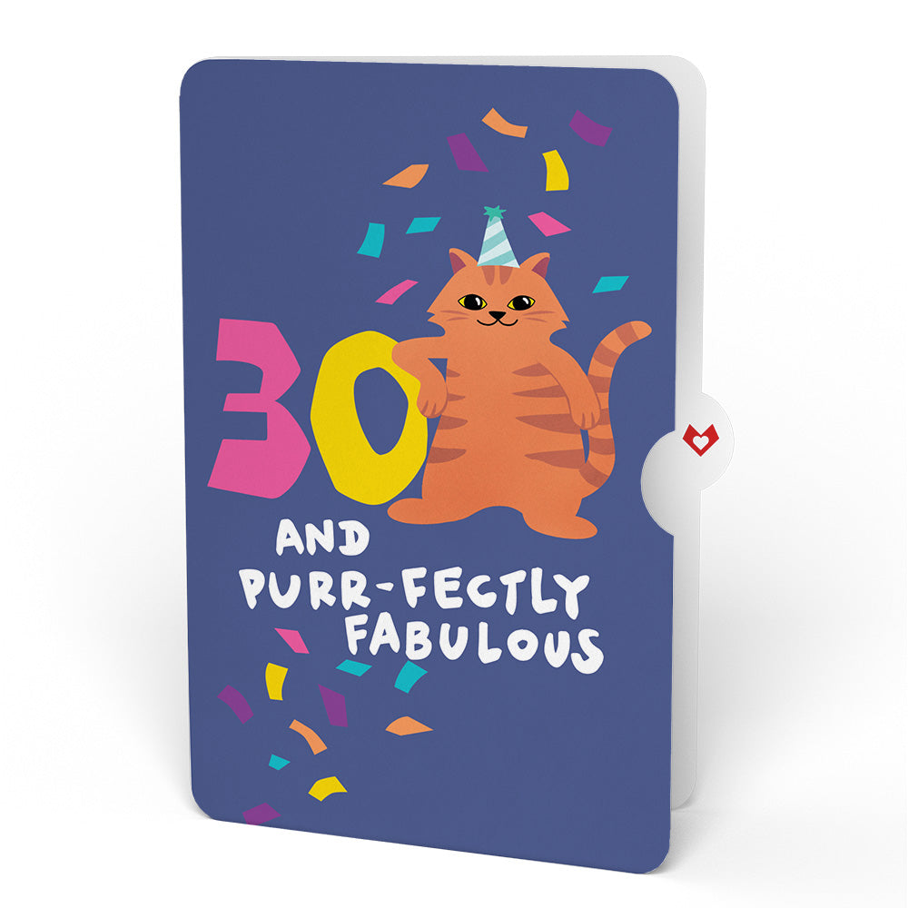Purr-fect Cat 30th Birthday Bouquet and Sentiment Set