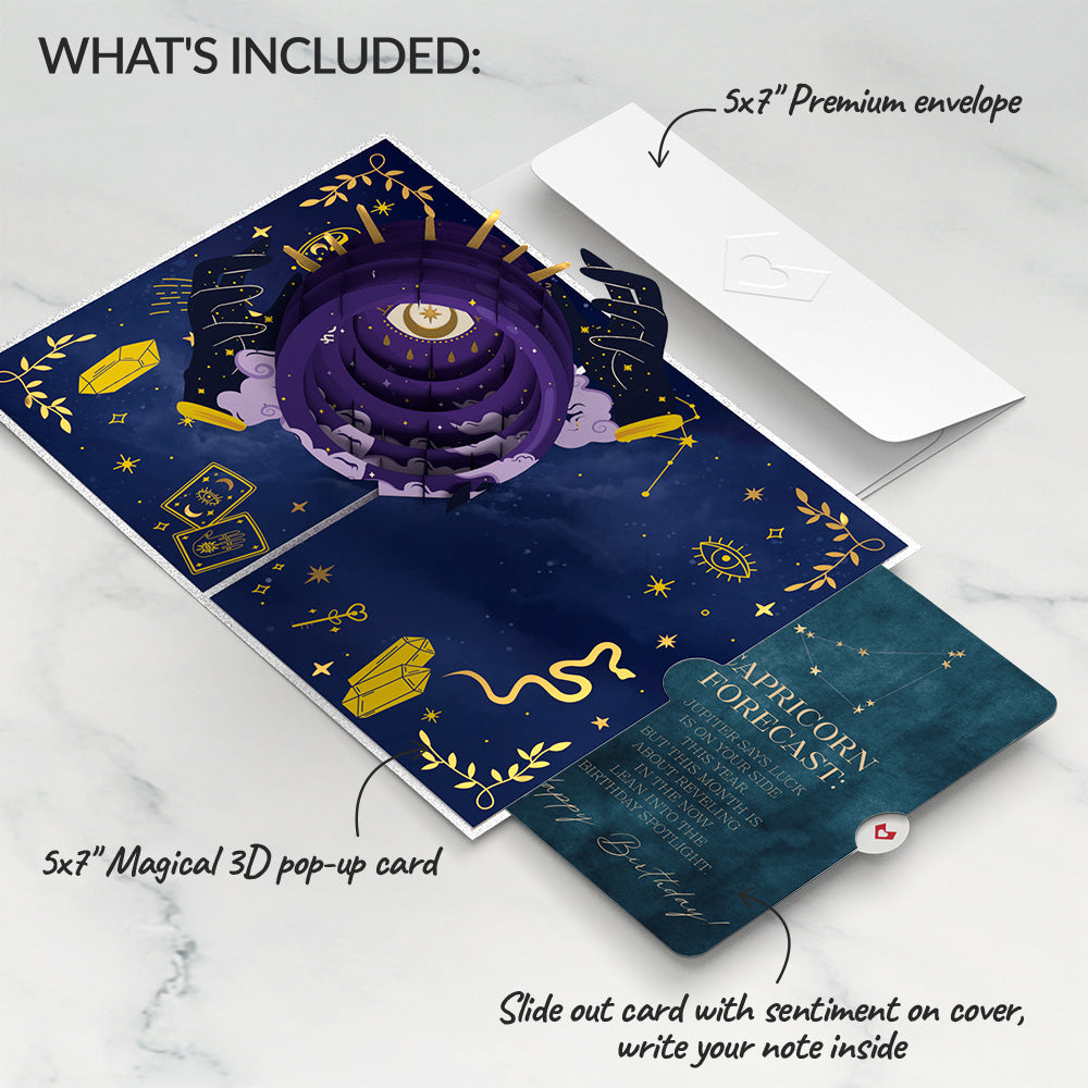 Magical Birthday Pop-Up Card and Capricorn Zodiac Sentiment Set
