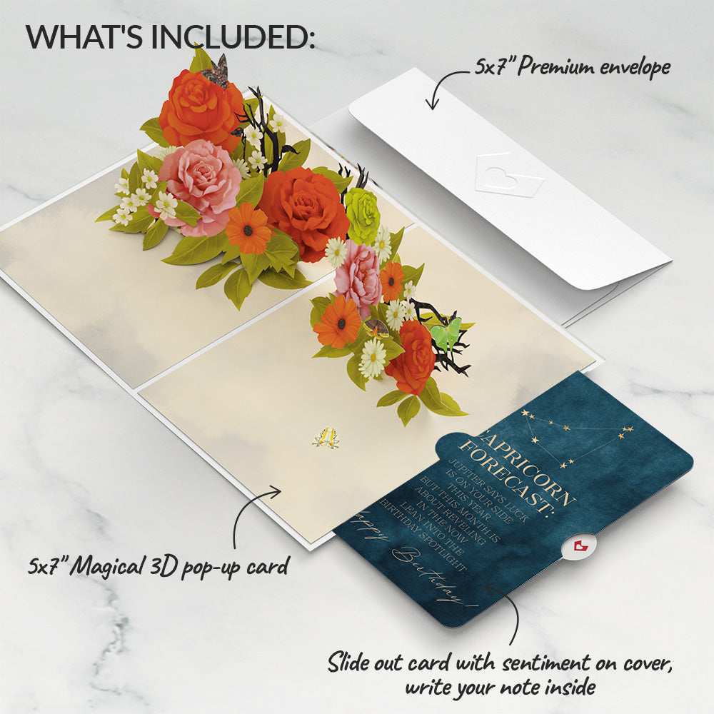 Midnight Florals Birthday Pop-Up Card and Capricorn Zodiac Sentiment Set