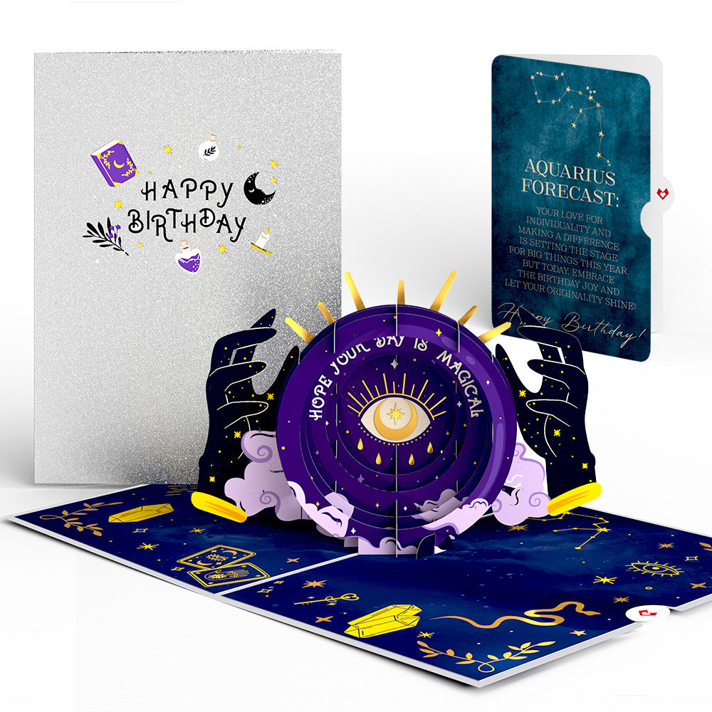Magical Birthday Pop-Up Card and Aquarius Zodiac Sentiment Set