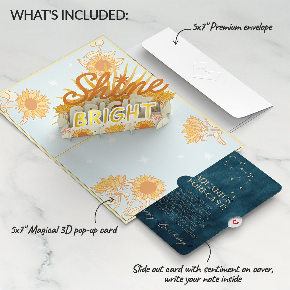 Shine Bright Birthday Pop-Up Card and Aquarius Zodiac Sentiment Set