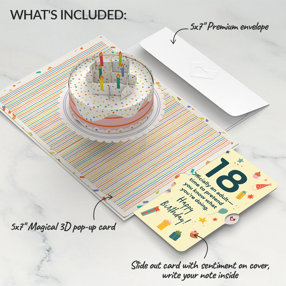 Happy 18th Birthday to You! Confetti Cake Pop-Up Card and Sentiment Set