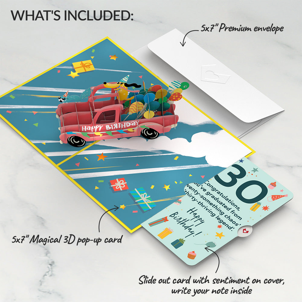 30th Birthday Truck Pop-Up Card and Sentiment Set