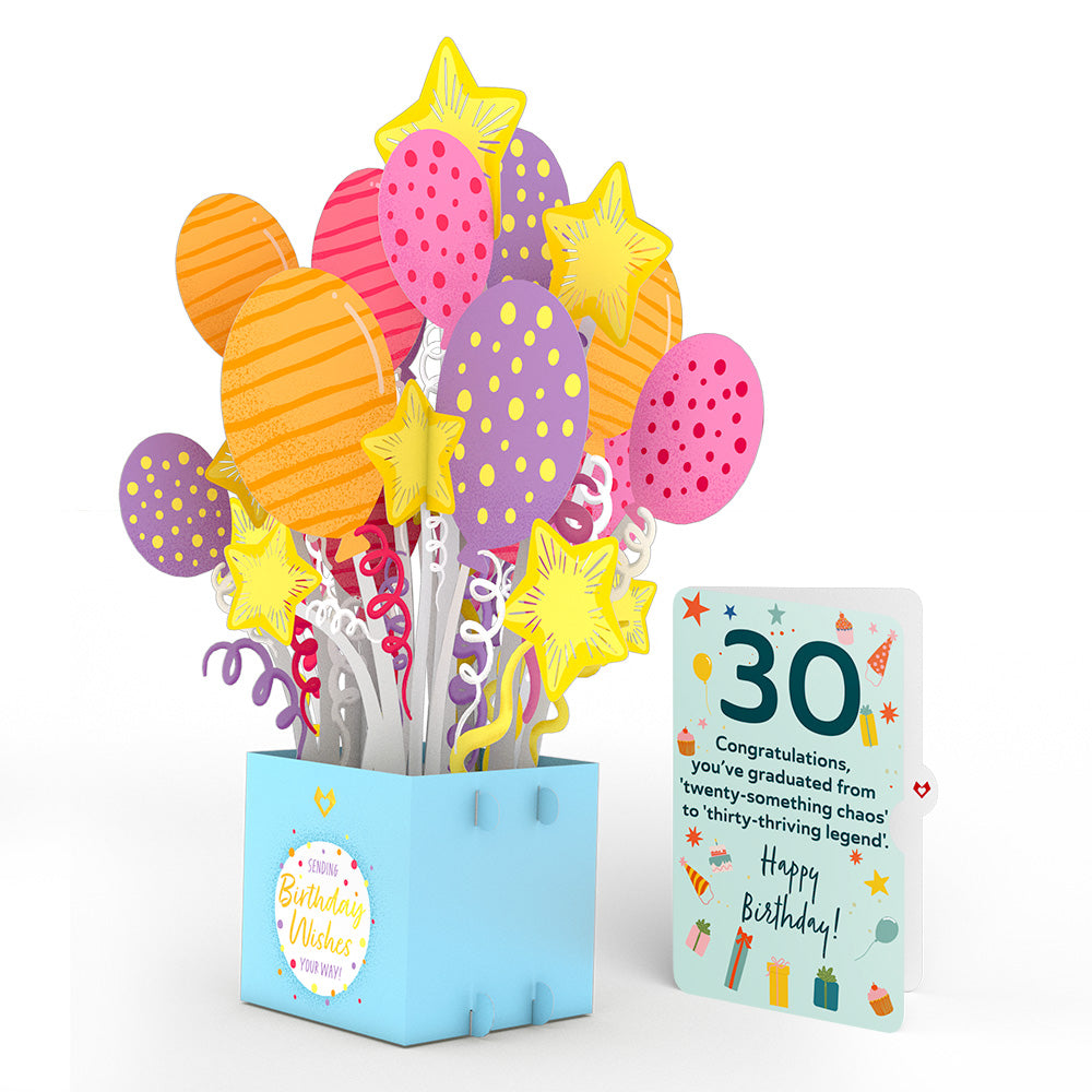 30th Birthday Balloons Giant Pop-Up Gift and Sentiment Set