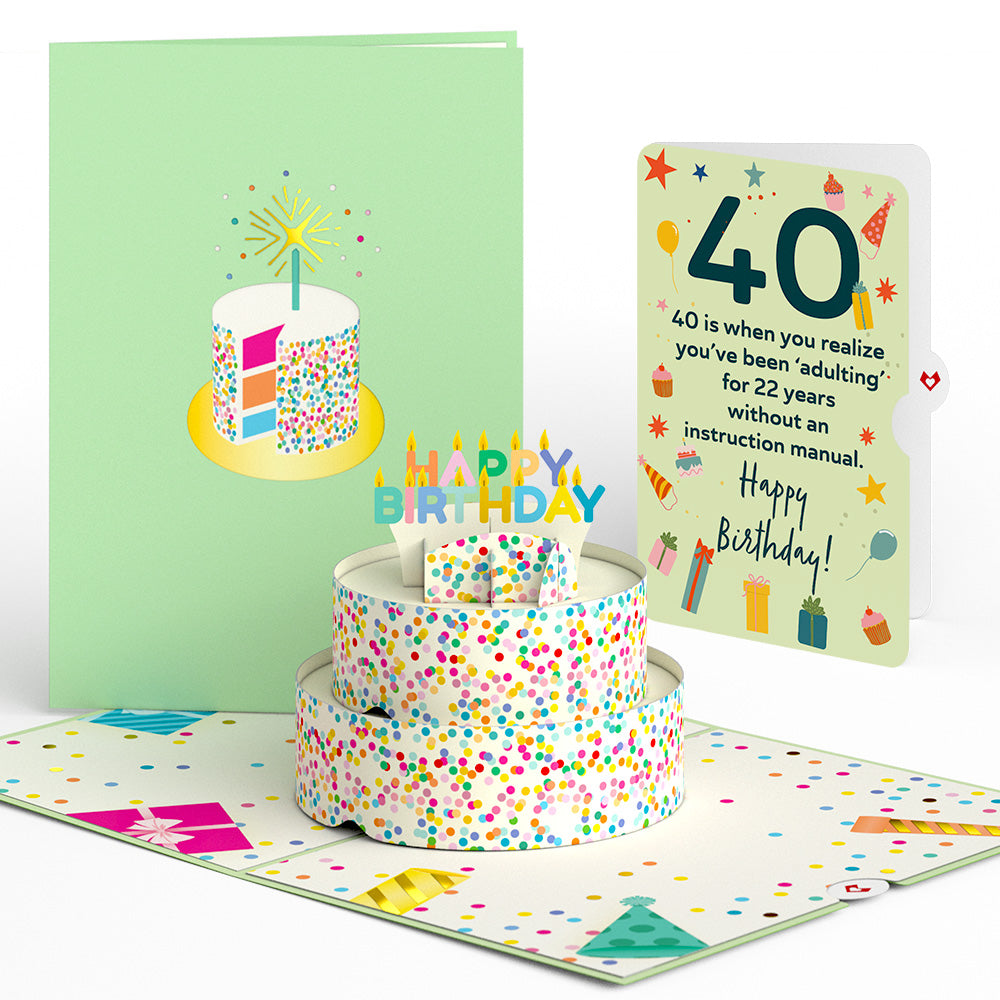 Sprinkles 40th Birthday Cake Pop-Up Card and Sentiment Set
