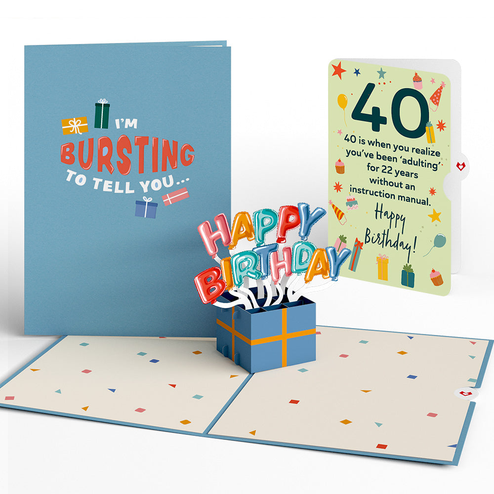 Happy 40th Birthday Burst Pop-Up Card and Sentiment Set