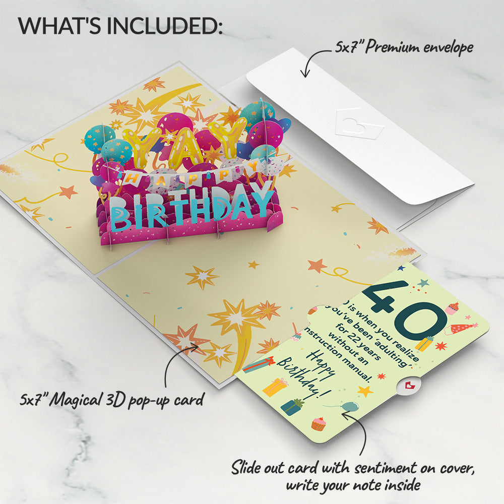 40th Birthday Celebration Pop-Up Card and Sentiment Set