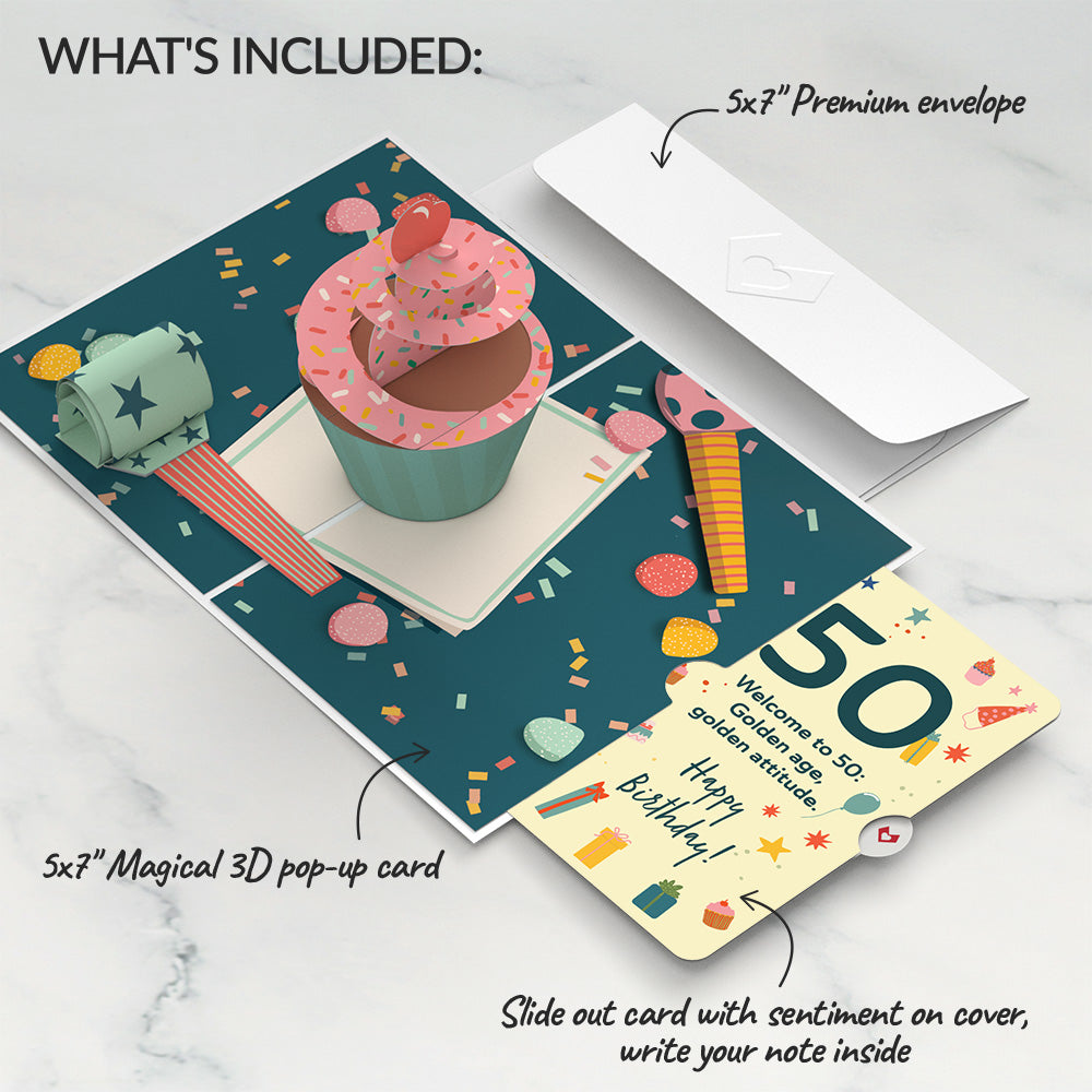 50th Birthday Cupcake Pop-Up Card and Sentiment Set