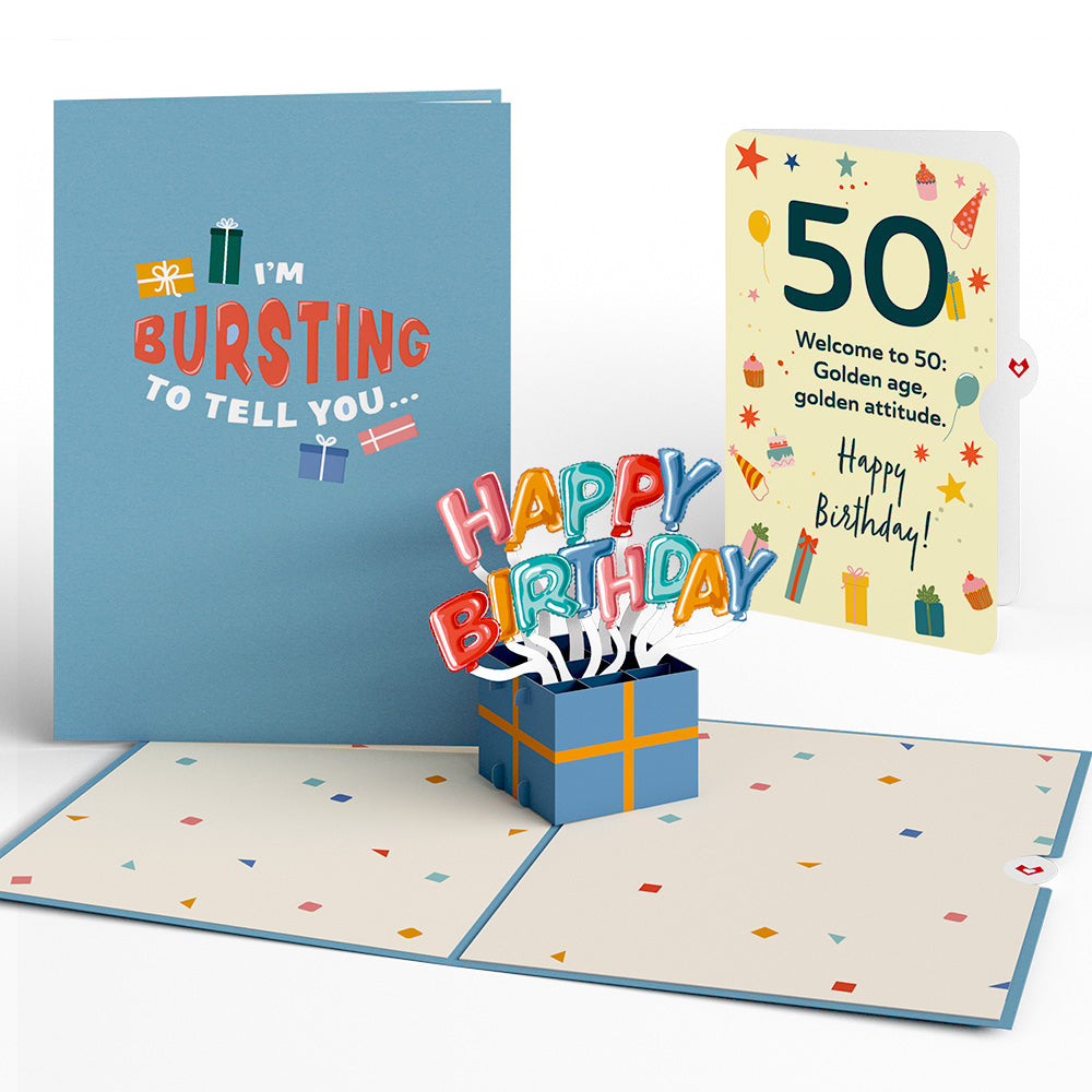 Happy 50th Birthday Burst Pop-Up Card and Sentiment Set