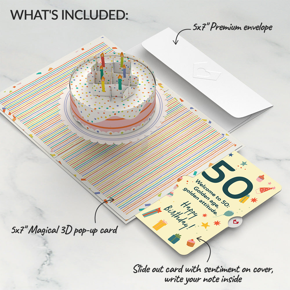 Happy 50th Birthday to You! Confetti Cake Pop-Up Card and Sentiment Set