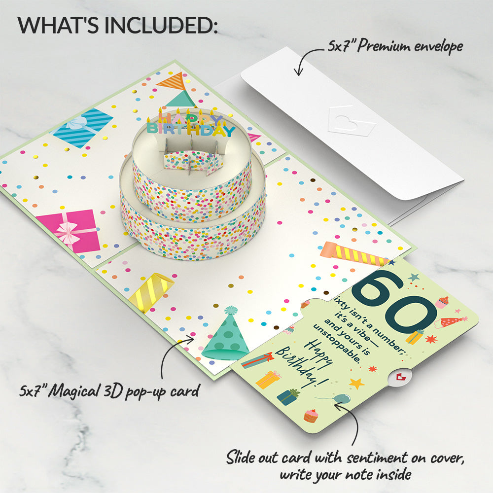 Sprinkles 60th Birthday Cake Pop-Up Card and Sentiment Set