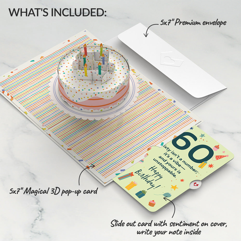 Happy 60th Birthday to You! Confetti Cake Pop-Up Card and Sentiment Set