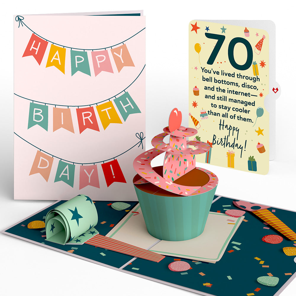70th Birthday Cupcake Pop-Up Card and Sentiment Set