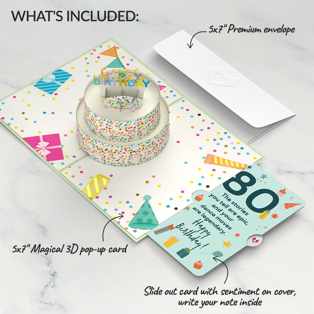 Sprinkles 80th Birthday Cake Pop-Up Card and Sentiment Set