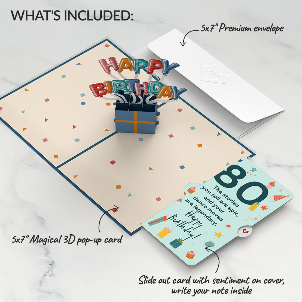 Happy 80th Birthday Burst Pop-Up Card and Sentiment Set