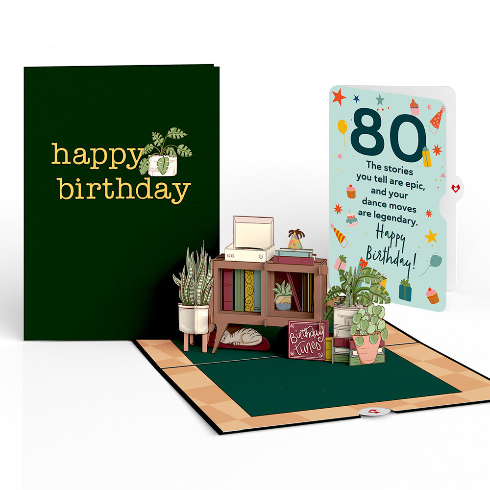 80th Birthday Houseplants Pop-Up Card and Sentiment Set