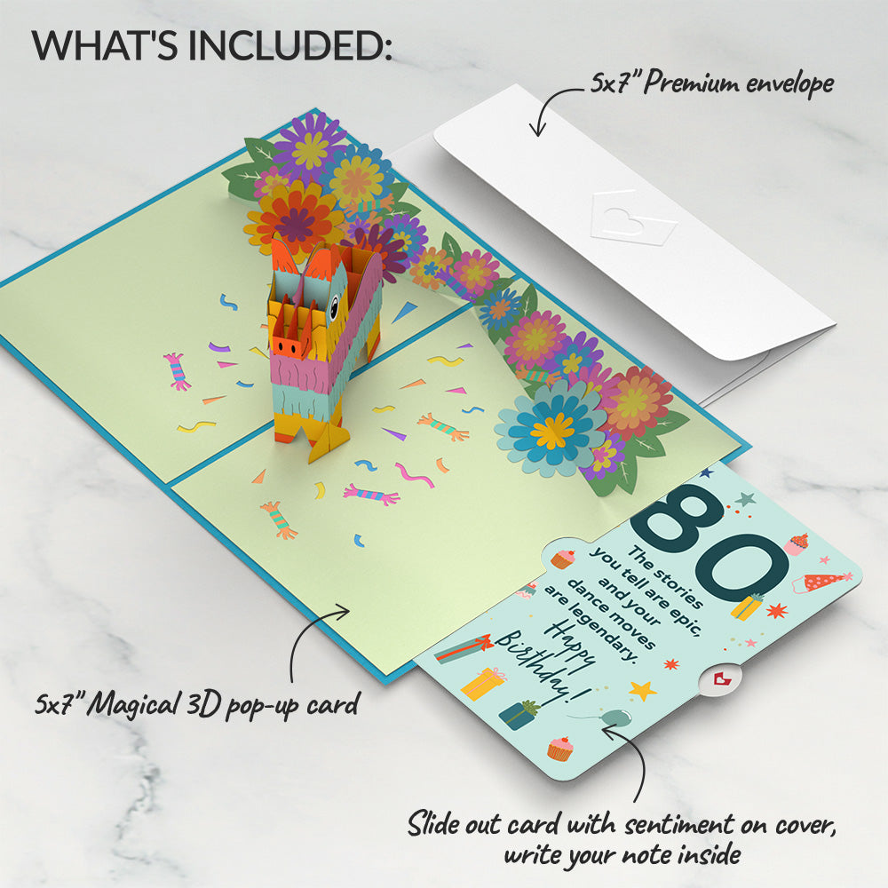 Pinata 80th Birthday Pop-Up Card and Sentiment Set