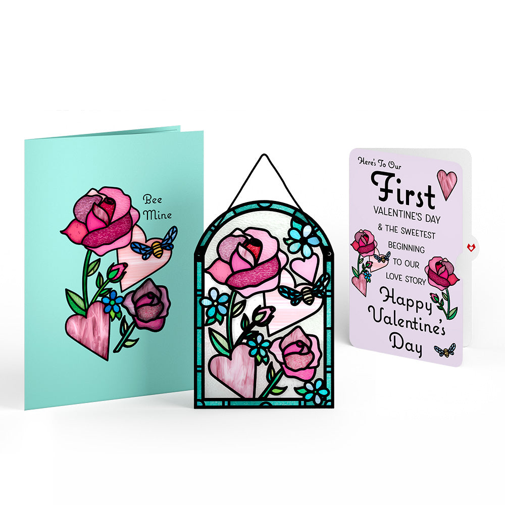 Bee Mine Suncatcher The Sweetest Beginning Valentine Pop-Up Card and Sentiment Set